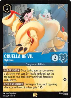 Cruella De Vil Style Icon 143/204 Fabled Disney Lorcana - Image 1
