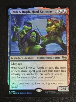 MTG Teenage Mutant Ninja Turtles Don & Raph, Hard Science Foil 0144 NM Rare - Image 1