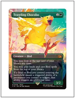 1x Traveling Chocobo, Borderless Art - 0406, Final Fantasy, Magic MTG NM - Image 1