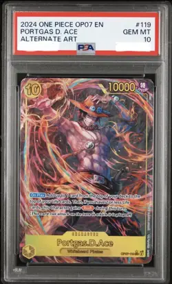 2024 ONE PIECE OP07-500 YEARS IN THE FUTURE ALTERNATE ART PORTGAS D. ACE PSA 10 - Image 1