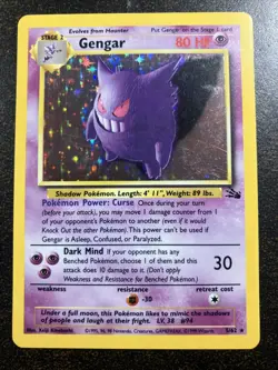 Pokemon Card Gengar Holo Rare Fossil Set - Image 1