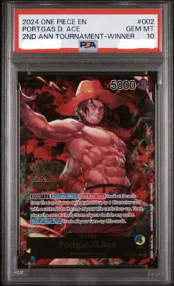 2024 ONE PIECE PROMOS 2ND ANNIVERSARY TOURNAMENT WINNER PORTGAS D. ACE PSA 10 - Image 1