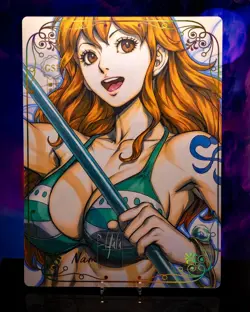 Oversized A4 Premium Card Nami One Piece Double-sided Gold Foil Art Board GSP - Image 3