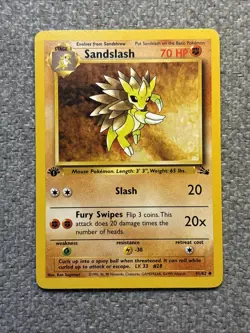Pokemon TCG Sandslash 41/62 1st Edition Uncommon Fossil Card LP Condition - Image 1