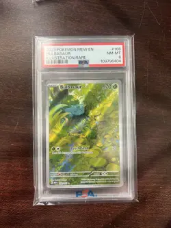 Pokemon TCG Bulbasaur Holo Illustration Rare Card 166/165 Scarlet & Violet PSA 8 - Image 1