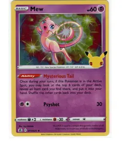 Pokemon Mew 011/025 SWSH Celebrations Holo Rare Pokemon Card - Near Mint - Image 1