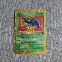 Zubat HOLO Prism Fossil Vending Golden Sticker Rare Pokemon Card Vintage Sparkle - Image 1