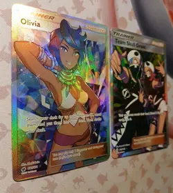 Pokemon TCG Olivia 111/111 & Team Skull Grunt 149/149 Sun&Moon Full Art Trainer - Image 2
