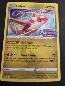2021 POKEMON LATIAS SWSH171 FUSION STRIKE PRERELEASE STAMP PROMO HOLO LP - Image 1