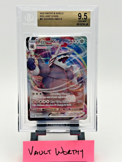 2022 POKEMON SWSH BRILLIANT STARS #97 AGGRON VMAX ULTRA RARE - BGS 9.5 GEM MINT - Image 1