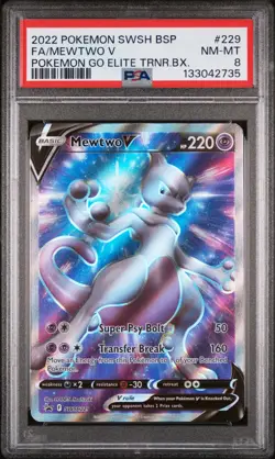 2022 POKEMON SWSH BLACK STAR PROMO #229 FULL ART/MEWTWO V PSA 8 - Image 1