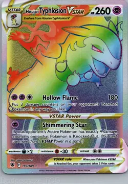 Hisuian Typhlosion VSTAR 193/189 Rare Rainbow Astral Radiance Pokemon NM - Image 1