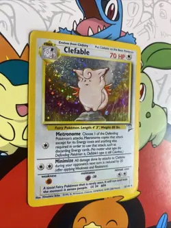 Clefable 5/130 Holo Rare MP Pokemon TCG Base Set 2 MP SWIRL - Image 1