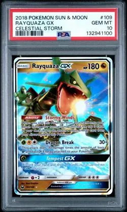 Pokemon TCG Rayquaza GX 109/168 SM Celestial Storm PSA 10 - Image 1