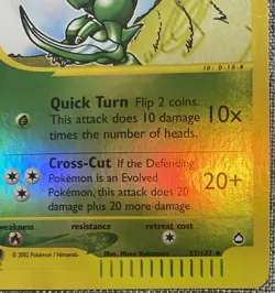 Pokemon TCG: Scyther #57/147 Aquapolis Set Reverse Holo LP/NM Condition - Image 4