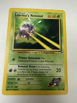 Pokemon Sabrina's Venonat 40 HP Basic Gym Heroes 96/132 Regular Common - Image 2