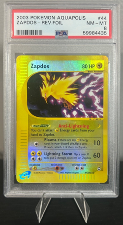 2003 POKEMON AQUAPOLIS 44/147 ZAPDOS REVERSE FOIL PSA 8 *** POP 68 *** - Image 1