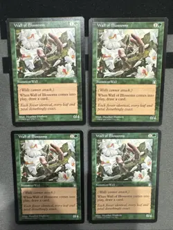 Wall Of Blossoms X4 Stronghold Mtg Lot Lp Heavy Play - Image 1