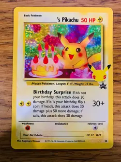 NM! Birthday Pikachu No.24 Celebrations 25th Anniversary Holo Pokemon Card! - Image 1
