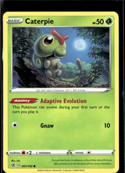 Pokemon Caterpie 001/192 Rebel Clash Non Holo Common 4 Card Lot - Image 1