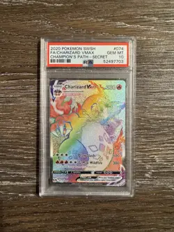 Charizard VMax 074/073 Pokemon PSA 10 GEM MT Champion's Path Rainbow Secret Rare - Image 1