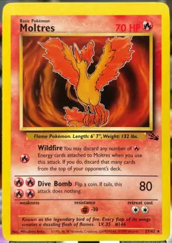 NM / MC 💥 MOLTRES Non Holo Rare 27/62 Fossil Set Pokemon 1999 TCG Vintage - Image 1
