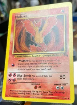 NM / MC 💥 MOLTRES Non Holo Rare 27/62 Fossil Set Pokemon 1999 TCG Vintage - Image 2