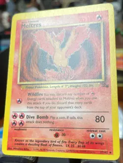 NM / MC 💥 MOLTRES Non Holo Rare 27/62 Fossil Set Pokemon 1999 TCG Vintage - Image 3