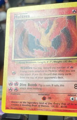 NM / MC 💥 MOLTRES Non Holo Rare 27/62 Fossil Set Pokemon 1999 TCG Vintage - Image 4
