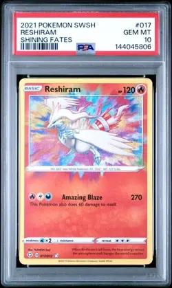 2021 POKEMON SWORD & SHIELD SHINING FATES #017 RESHIRAM PSA 10 - Image 1