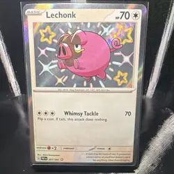 Pokemon Lechonk 207/091 SV: Paldean Fates Shiny Rare Holo Whimsy Tackle 70 HP - Image 1