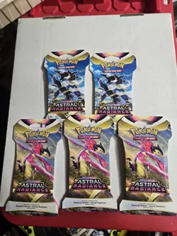 5 Pack Bundle Astral Radiance Pokemon Sword & Shield Sleeved Booster Packs - Image 1