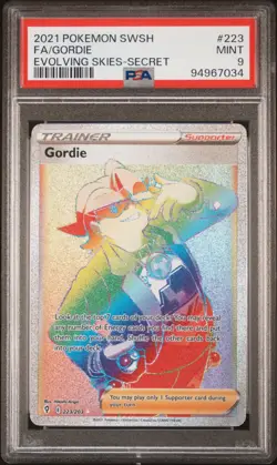 2021 POKEMON SWORD & SHIELD EVOLVING SKIES SECRET #223 FULL ART/GORDIE PSA 9 - Image 1