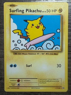 POKEMON NON HOLO SURFING PIKACHU 111/108 RARE EVOLUTIONS NEW ARCEUS SLEEVE LP-NM - Image 1