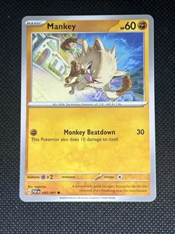 Mankey 045/091 Pokemon Sv: Paldean Fates Non Holo - Image 1