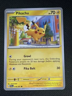 Pikachu 018/091 Pokemon Sv: Paldean Fates Non Holo - Image 1