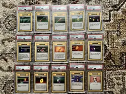 PSA 1st Edition Base Shadowless Pokemon Cards Lot of 15 trainers PSA 9 - Image 1