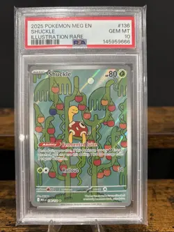 Pokemon 2025 Mega Evolution Shuckle #136 Illustration Rare PSA 10 New Cert - Image 1