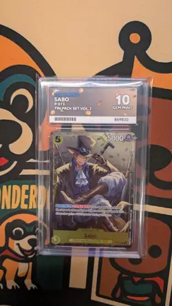 One Piece Sabo P-073 Promo Slab Graded GEM MINT 10 English Ace Grading - Image 1