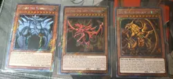 Egyptian God Cards Set Obelisk Slifer Winged Ra NM YuGiOh RA04 Platinum Secret - Image 1