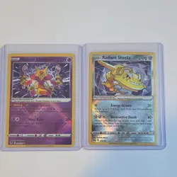 Pokemon TCG Holo Radiant Alakazam Radiant Steelix 059/195 124/196 Card Lot - Image 1