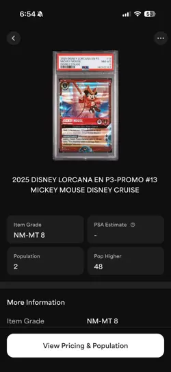 Mickey Mouse 2025 Disney Lorcana Disney Cruise promo #13 PSA 8 ￼ - Image 3