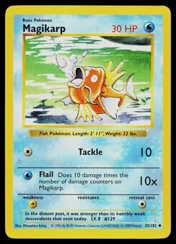 Pokemon Card - Magikarp Base Set (Shadowless) 35/102 Uncommon - Image 1