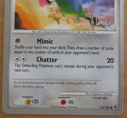 2008 World Championships Chatot 55/100 Promo Non-Holo Pokemon card NM - Image 3