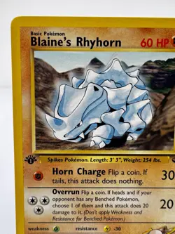Blaine's Rhyhorn 65/132 Gym Challenge 1st Edition Vintage WOTC Pokemon Card NM - Image 3