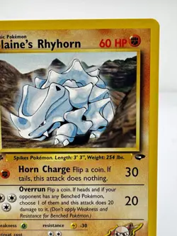 Blaine's Rhyhorn 65/132 Gym Challenge 1st Edition Vintage WOTC Pokemon Card NM - Image 4