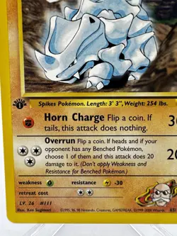 Blaine's Rhyhorn 65/132 Gym Challenge 1st Edition Vintage WOTC Pokemon Card NM - Image 5