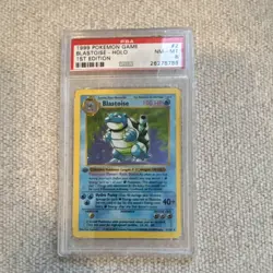 Pokemon 1999 Blastoise Base Set 1st Edition Holo PSA 8 Card 2/102 - Image 1