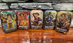 One Piece Card Game Sealed Tins 5 Set Volume 1 & 2 - OP-10 TS-01 & TS-02 OP-13 - Image 1