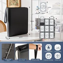 9 Pocket Card Binder,Premium Zip Trading 720 Double Sided Pocket - Image 2